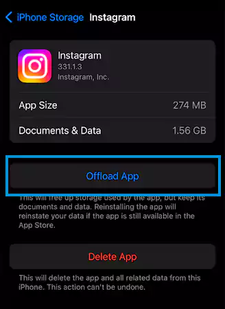 Tap on Offload Apps