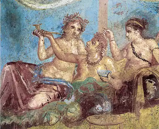 Banquet scene from the House of the Chaste Lovers Pompeii