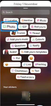 Tap on the Photo sticker