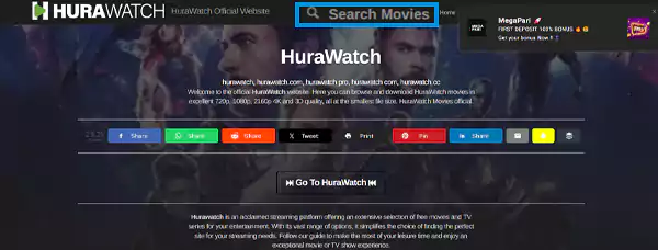 Type in the movie name in the search bar