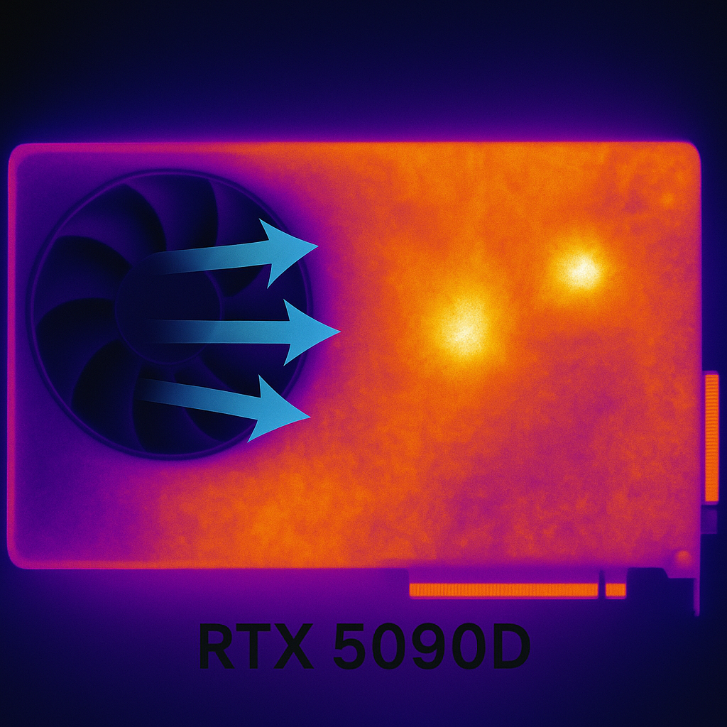 True-to-life image of the airflow patterns and hotspots locations on the RTX 5090D.